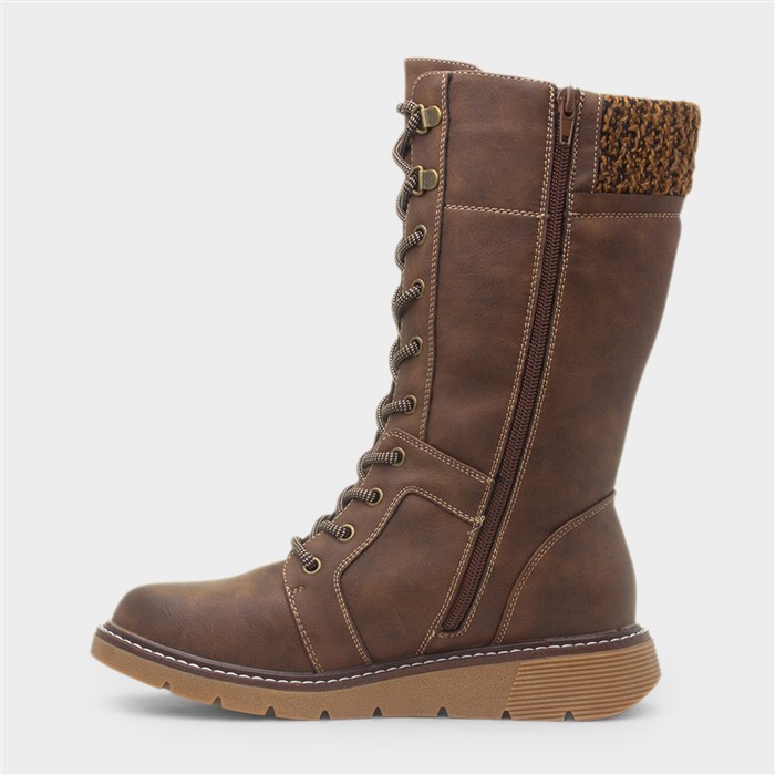 Caesar Womens Brown Wide Fit Calf Boot