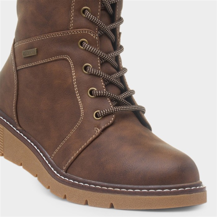 Caesar Womens Brown Wide Fit Calf Boot