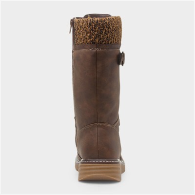 Caesar Womens Brown Wider Fit Calf Boot