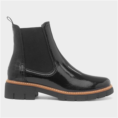 Peace Womens Black Patent Chelsea Boot