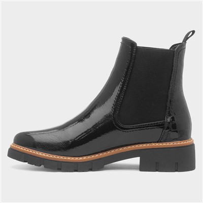 Peace Womens Black Patent Chelsea Boot