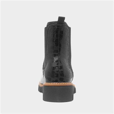 Peace Womens Black Patent Chelsea Boot
