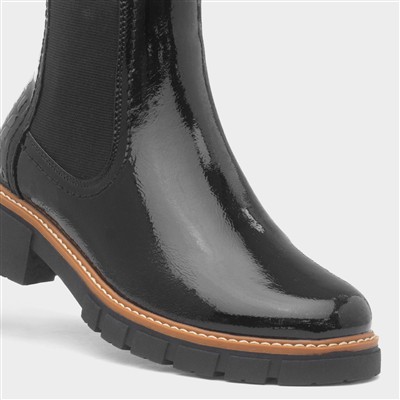 Peace Womens Black Patent Chelsea Boot
