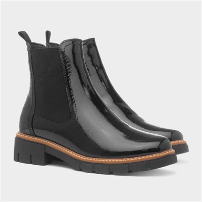 Peace Womens Black Patent Chelsea Boot