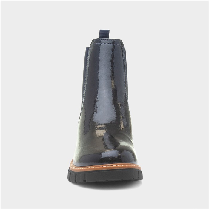 Peace Womens Navy Patent Chelsea Boot
