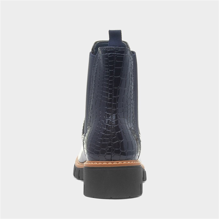 Peace Womens Navy Patent Chelsea Boot