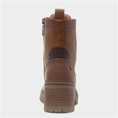 Cotton Womens Tan Heeled Boot