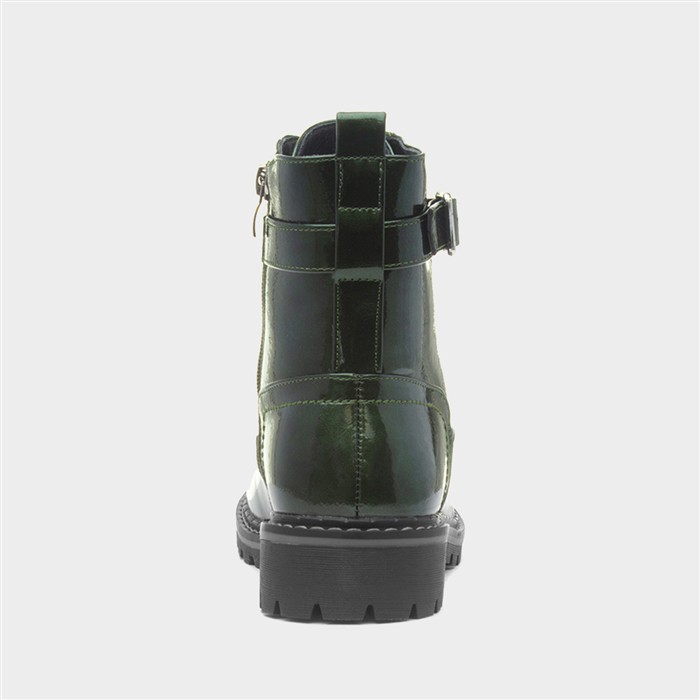 Parlour Womens Green Patent Lace Up Boot
