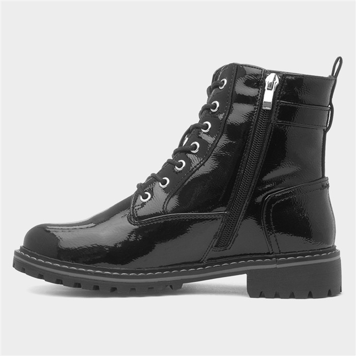 Parlour Womens Black Patent Lace Up Boot