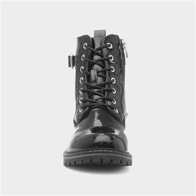 Parlour Womens Black Patent Lace Up Boot