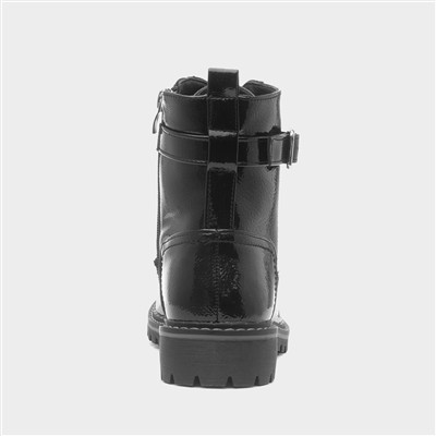 Parlour Womens Black Patent Lace Up Boot