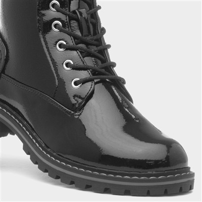 Parlour Womens Black Patent Lace Up Boot