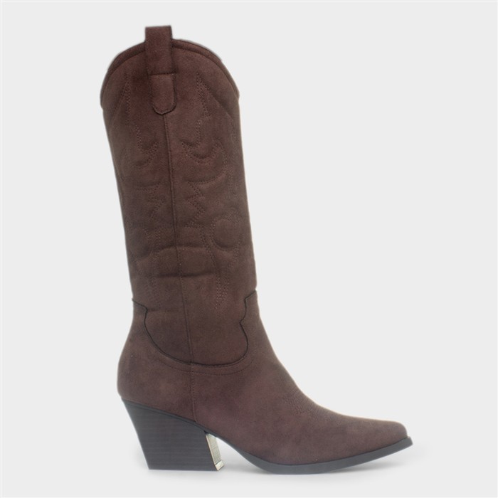 Sofia Dark Brown Cowboy Heeled Boot