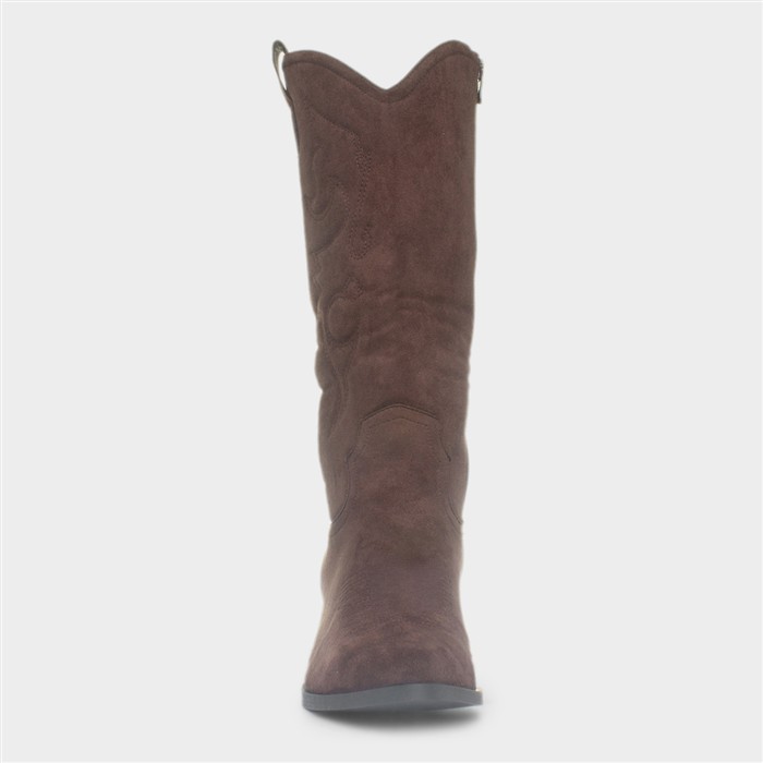 Sofia Womens Dark Brown Cowboy Wide Fit Boot