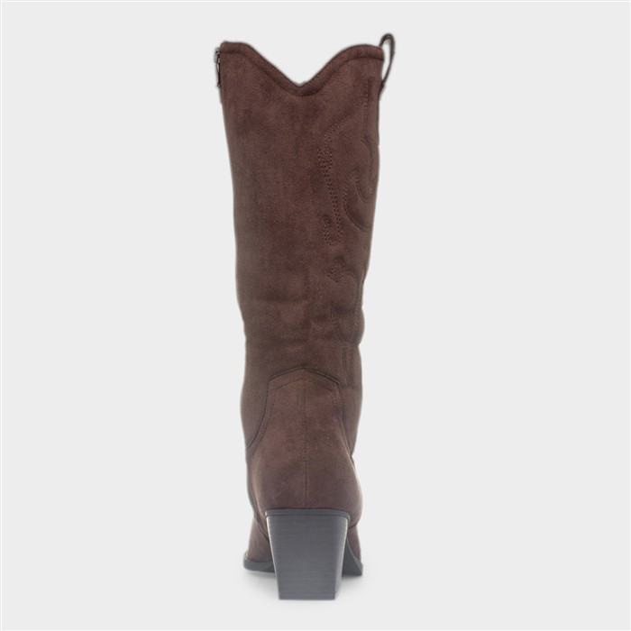 Sofia Womens Dark Brown Cowboy Wide Fit Boot