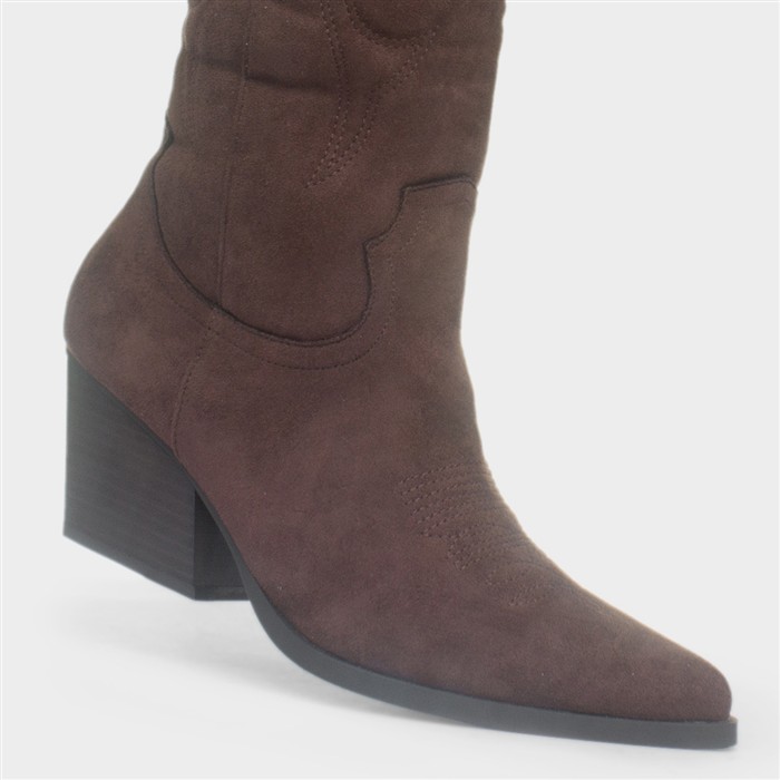Sofia Dark Brown Cowboy Heeled Boot