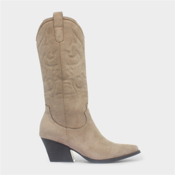 Sofia Womens Sand Brown Cowboy Wide Fit Boot