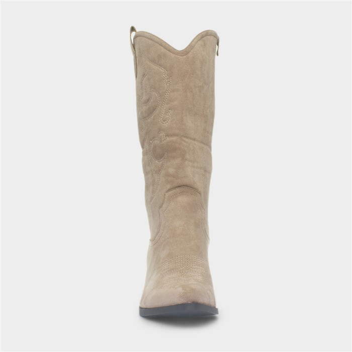 Sofia Womens Sand Brown Cowboy Wide Fit Boot