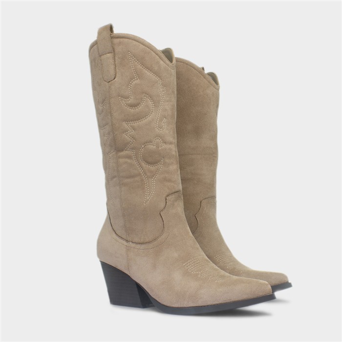 Sofia Womens Sand Brown Wide Fit Boots