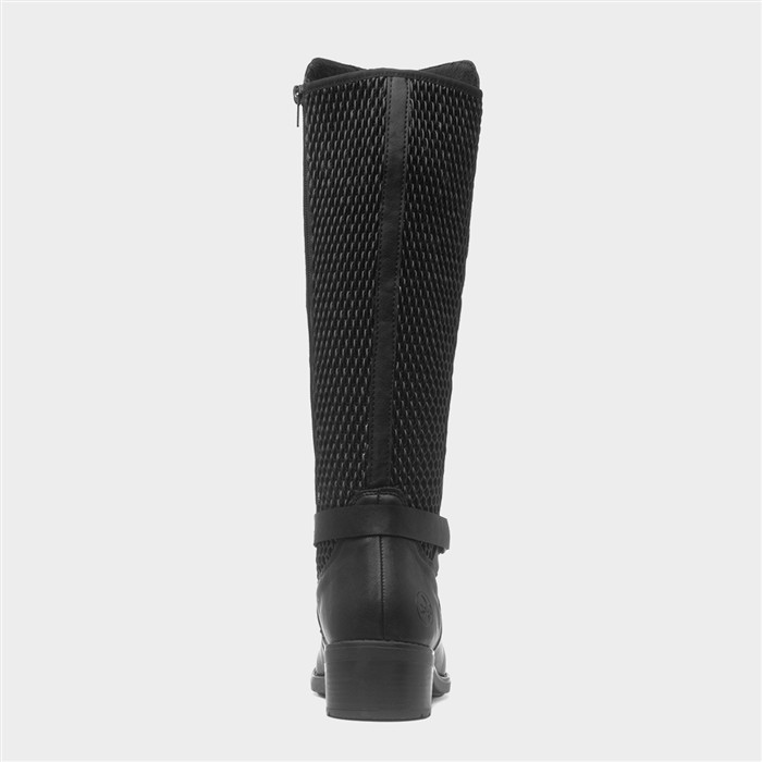 Womens Black Knee High Block Heel Boot