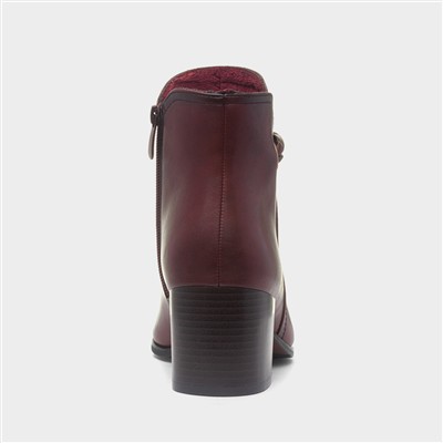 Heather Womens Wine Heeled Boot