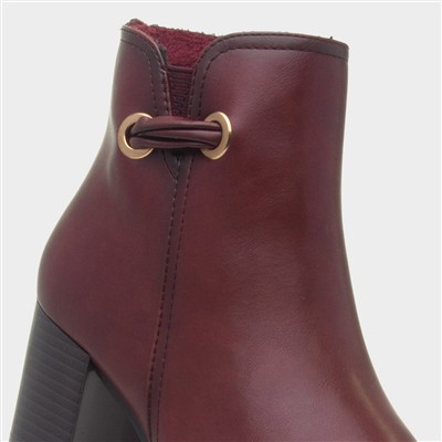 Heather Womens Wine Heeled Boot