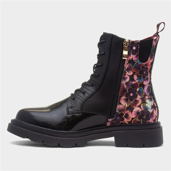 Portia Womens Black Floral Boot
