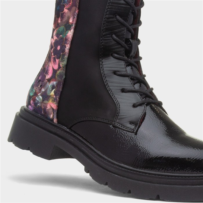 Portia Womens Black Floral Boot