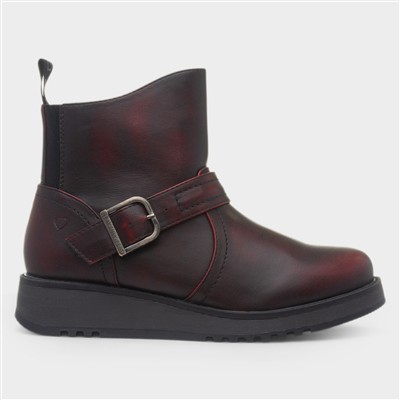 Cherish Womens Burgundy Wedge Boot