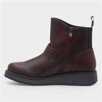 Cherish Womens Burgundy Wedge Boot