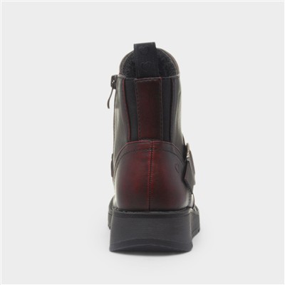 Cherish Womens Burgundy Wedge Boot
