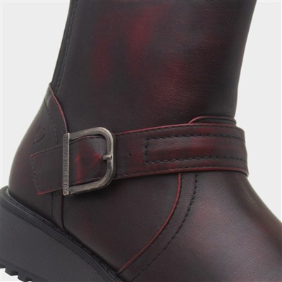 Cherish Womens Burgundy Wedge Boot