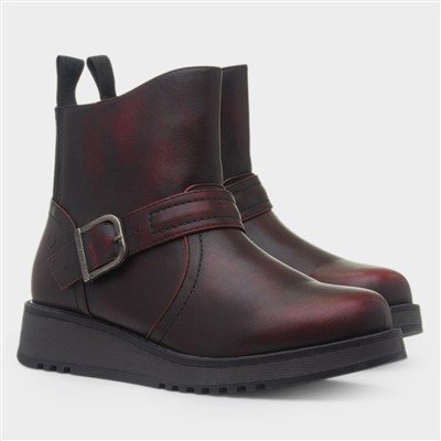 Cherish Womens Burgundy Wedge Boot