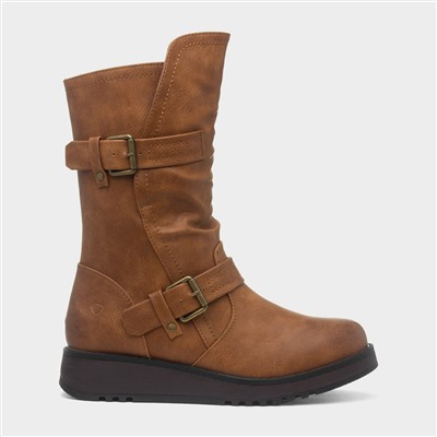 Hannah Womens Tan Wedge Calf Boot