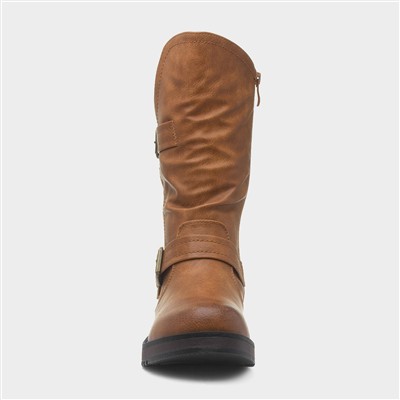 Hannah Womens Tan Wedge Calf Boot