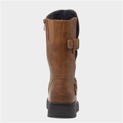 Hannah Womens Tan Wedge Calf Boot