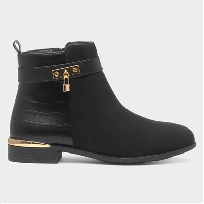 Flora Womens Black Ankle Boot