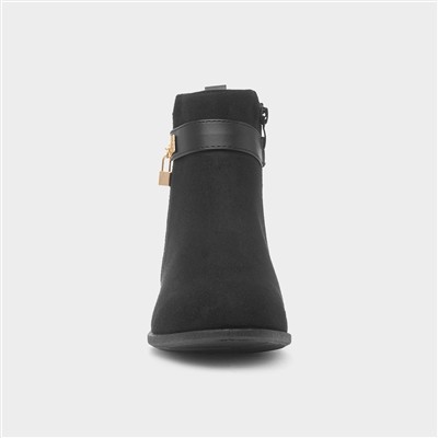 Flora Womens Black Ankle Boot