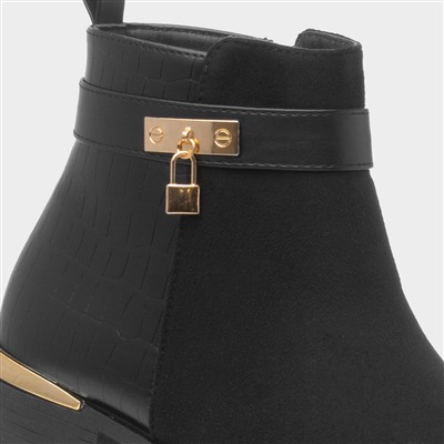Flora Womens Black Ankle Boot