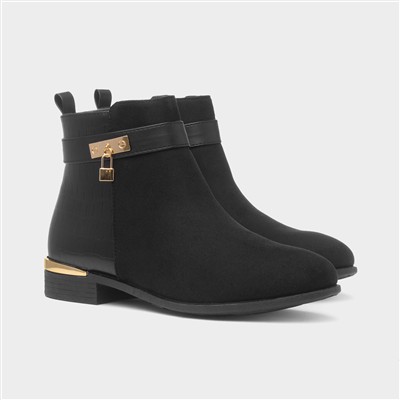 Flora Womens Black Ankle Boot