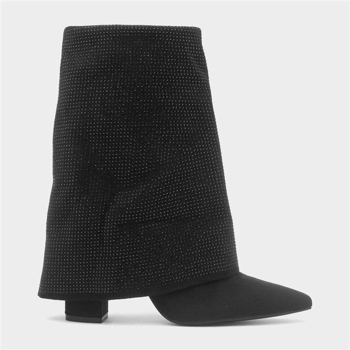 Gigi Womens Black Foldover Boot