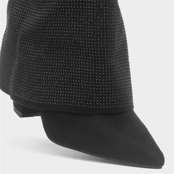 Gigi Womens Black Foldover Boot