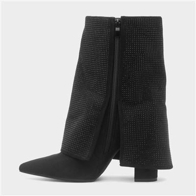 Gigi Womens Black Foldover Boot