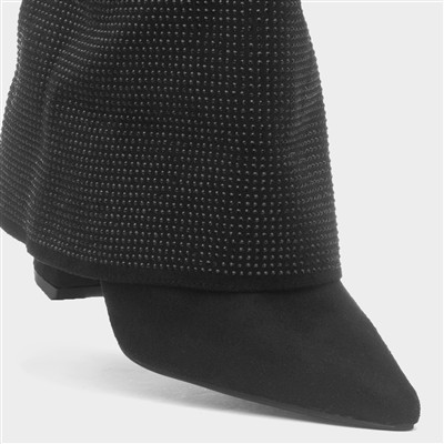 Gigi Womens Black Foldover Boot