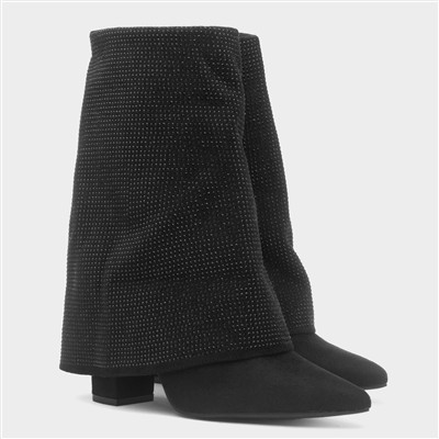 Gigi Womens Black Foldover Boot