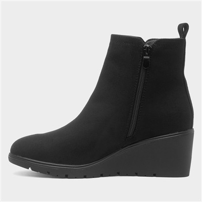 Laila Womens Black Wedge Boots