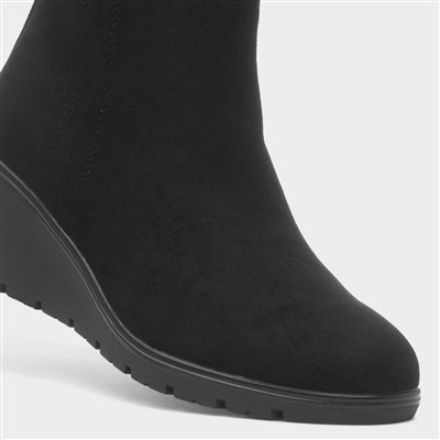 Laila Womens Black Wedge Boots