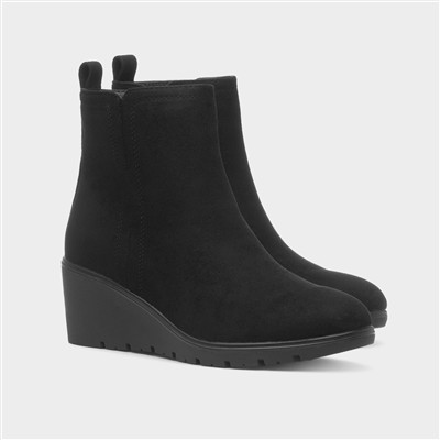 Laila Womens Black Wedge Boots