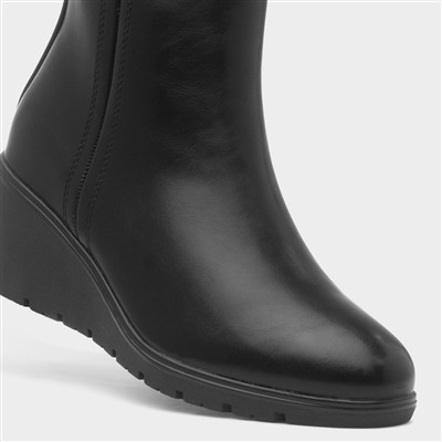 Laila Womens Black Wedge Boot