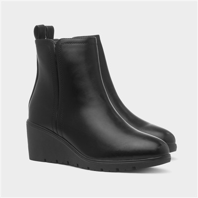 Laila Womens Black Wedge Boot